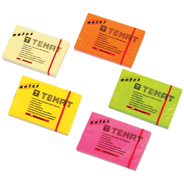 Temat Yapışkanlı Not Kağıdı 50x75 MM Fosforlu Sarı 11064 - 1