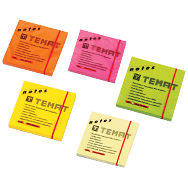Temat Yapışkanlı Not Kağıdı 75x75 MM Fosforlu Yeşil 10935 - 1