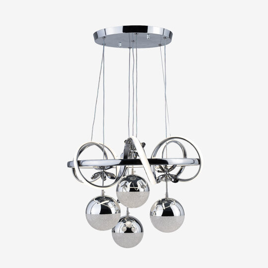 Yıldız Kristal Taşlı 4 Top Led Sarkıt Avize (Gümüş)